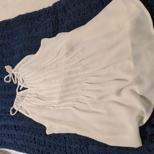 SOHO white pleated shoulder tie shirt